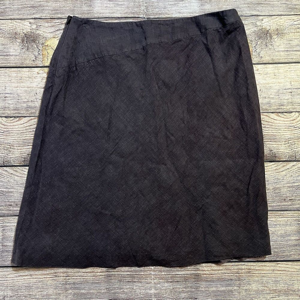 Giorgio Armani Vintage Gray Linen Rayon Silk Skirt Women's 14 Pocket Lined Italy